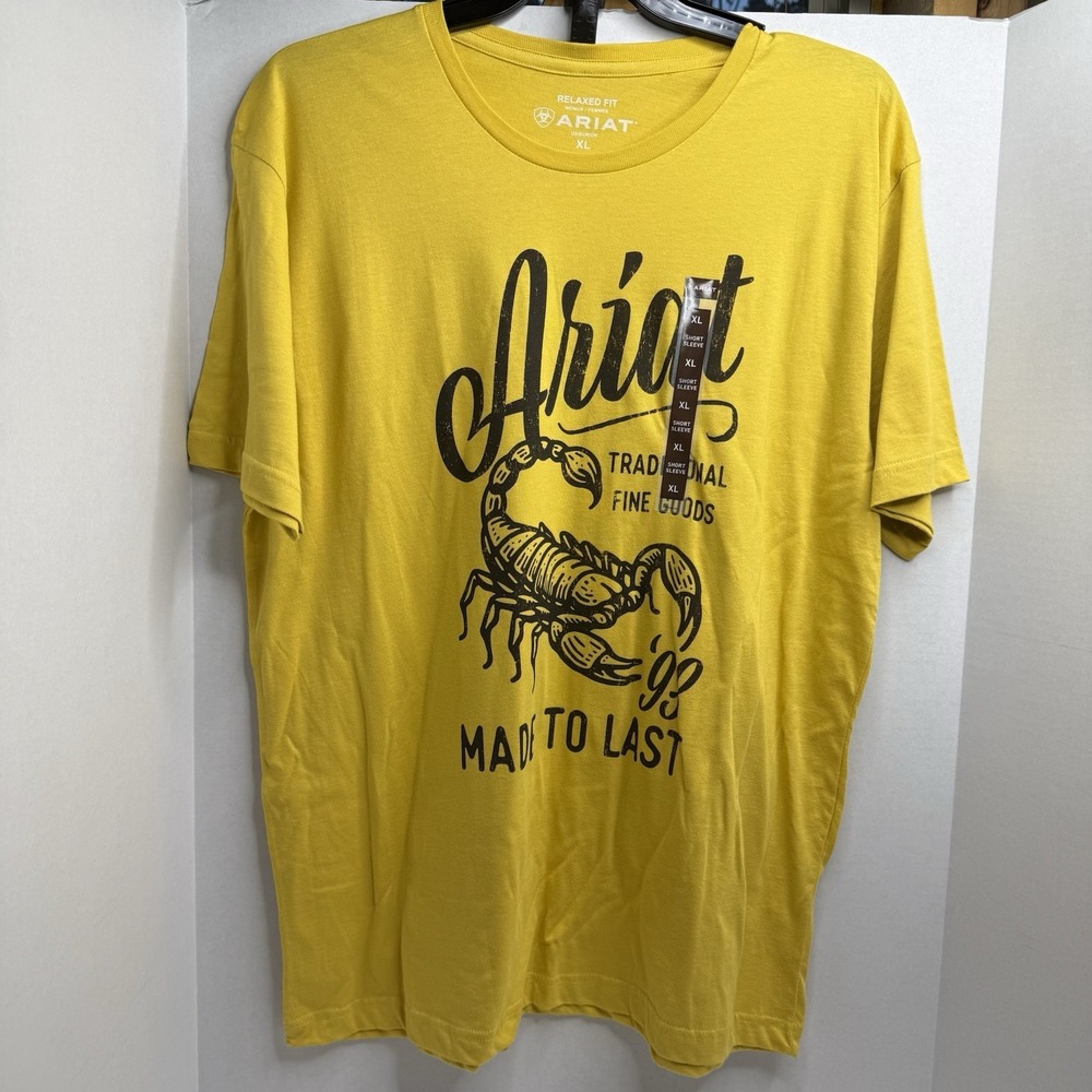 Ariat Scorpion Script Graphic T Shirt Women’s XL Mustard Yellow NWT